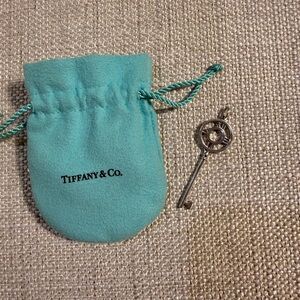 Tiffany & Co. Silver Key Pendant with Blue Pouch